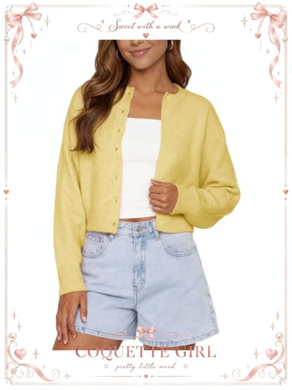 Cropped Cardigan Women Long Sleeve Button Down Knit Sweater